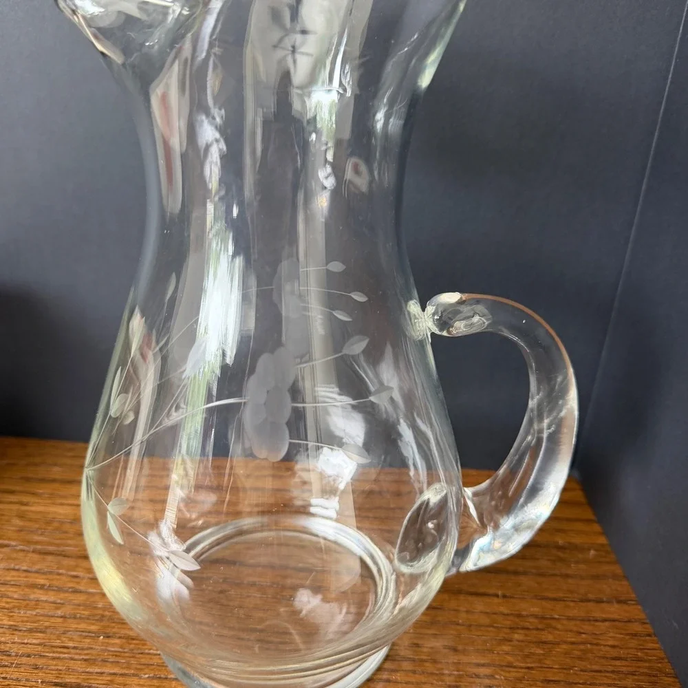 Princess‎ House Heritage Crystal Pitcher Vintage Etched Floral Glass